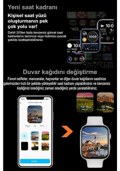 7.nesil Akıllı Saat Smart Watch 7 Plus Profesyonel Kablosuz Şarj Siri Destekli Çift Tuş Aktif Arama