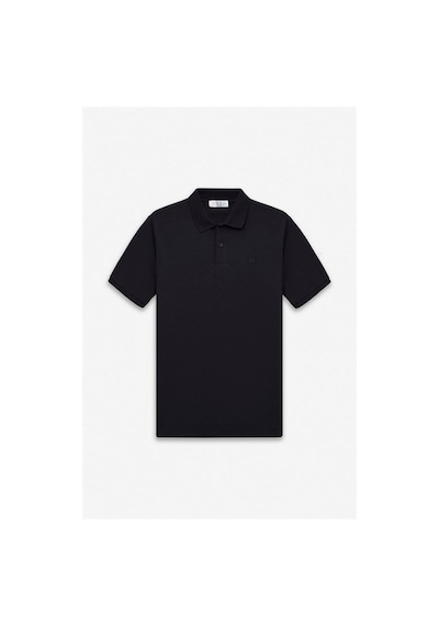 Süvari Siyah Regular Düz Baskısız Pike Düğmeli Polo Yaka Tişört Ts1014000471-s09