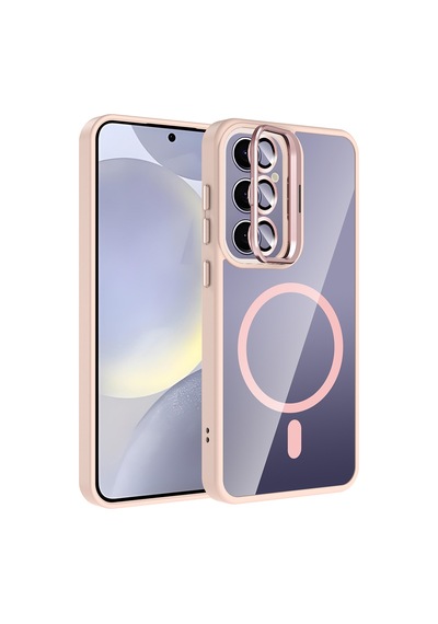 Adige Samsung Galaxy Uyumlu S24 Plus Kılıf Etro Standlı + Kamera Lens Koruyucu Pembe