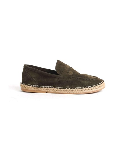 Mubiano Hakiki Deri Summer Erkek Jüt Taban Haki Süet Espadril & Loafer -mssr1274-hk Haki