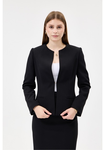 Velnara Moda Siyah Klasik Kadın Takım Elbise-sıfır Yaka Ceket & Kısa Kalem Etek Siyah - 927030108 Siyah Velnara Moda Siyah Klasik Kadın Takım Elbise-sıfır Yaka Ceket & Kısa Kalem Etek Siyah - 927030108 Siyah