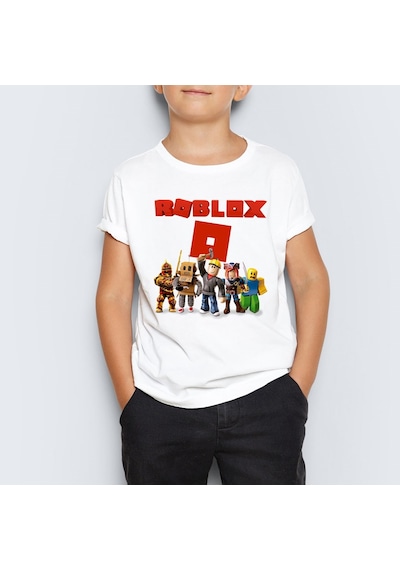 Roblox Baskılı Unisex Çocuk Tişört T-Shirt Mr-01 Çok Renkli