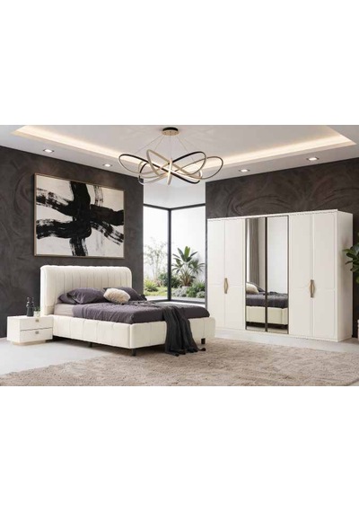 Solis Tamamı Mdf 6 Membranlı Kapaklı Reflekte Camlı Gardırop Dolap Beyaz
