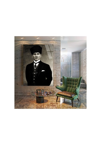 Atatürk Portresi Temperli Cam Tablo, Ev Ve Ofis Duvar Dekoru Hediyelik15