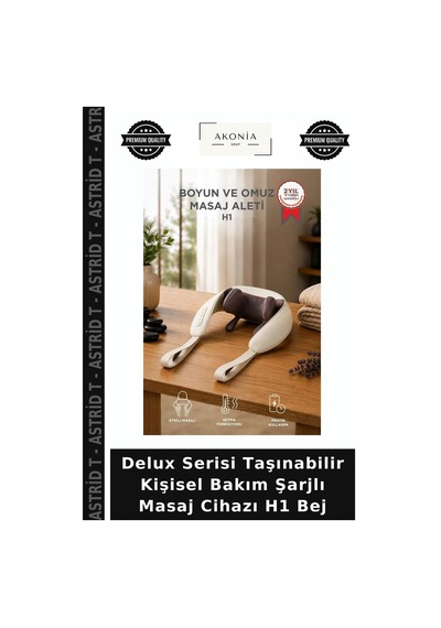 Delux Serisi Taşınabilir Kişisel Bakım Şarjlı Masaj Cihazı H1 Bej