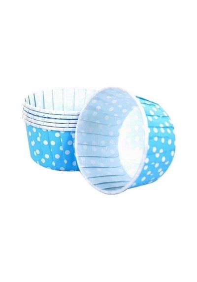 Kağıt Muffin Kek Kapsülü Mavi Puantiyeli 50 Li No:3 Kağıt Beyaz Diğer