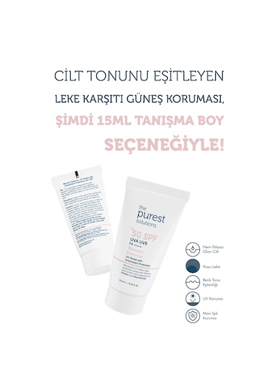 The Purest Solutions Matlaştırıcı Güneş Kremi Cilt Bakım Seti: 50 ml SPF 50 + 15 ml Blemish Defense Tanışma Boy