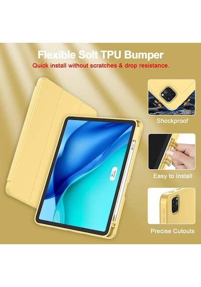 Apple Uyumlu iPad, Pro 12.9 5. Nesil 2021 Kılıf Kalem Bölmeli Smart Case