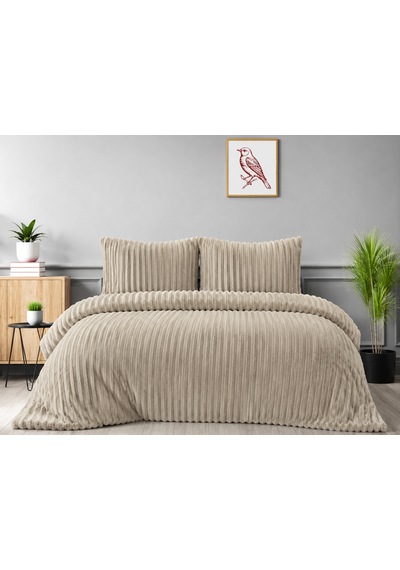 Merinos Diamond Kürk Riva Desen Comforter Set, Çift Kişilik Yorgan Seti 220x240 Bej