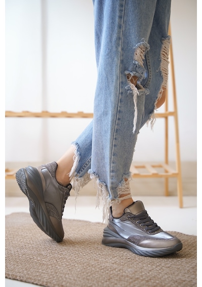 Beatry Taşlı Kaliteli Ortopedik Taban Günlük Sneaker 001