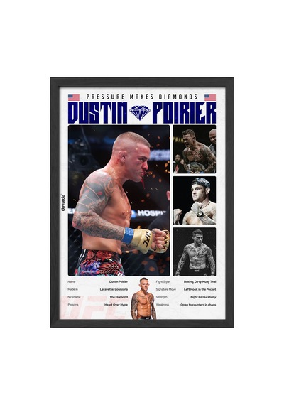 Dustin Poirier Ufc Siyah Ahşap Çerçeveli Poster, Dekoratif Dövüş Duvar Tablosu