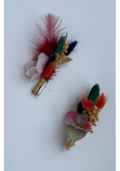 Pembe Ortanca Damat Yaka Çiçeği Seti 1 Çok Renkli