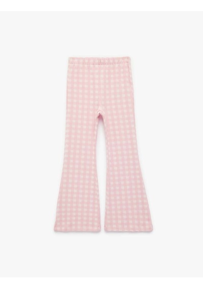 Koton Ekoseli İspanyol Paça Pembe Kız Çocuk Pantolon 6skg40058ak Pembe