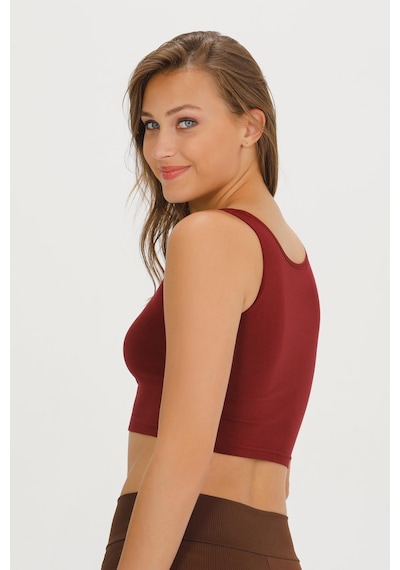 Sensu Kadın Kalın Askılı Crop Büstiyer - Crop130 Bordo Bordo