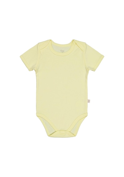 Civil Baby Düz Renkli Kısa Kol 3-9 Ay Çıtçıtlı Badi - Sarı 3-6 Ay Sarı