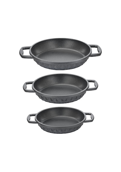 Taç Bella 3'lü Granit Döküm Sahan Seti 18 - 20 - 22 Cm Siyah
