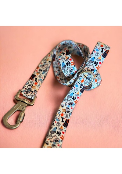 Recycled Köpek Gezdirme Kayışı, Gezdirme Kayışı Geri Dönüştürülmüş, Kadifemsi Dokulu, Çift Kilitli Karabina Kanca, 360 Dönüşlü, Dayanıklı, Bone Small