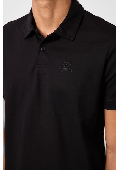 Tommylife Tommy Life Siyah Basic Logolu Standart Kalıp Triko Polo Yaka Erkek T-shirt - 87748 Siyah