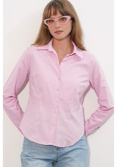 Bigdart Kadın Klasik Yaka Basic Gömlek 20398 - Pembe