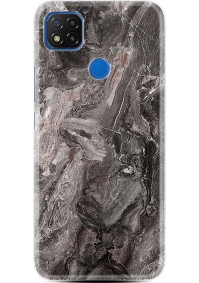 Xiaomi Redmi 9C Kilif Desenli Silikon Gri Mermer 473362608
