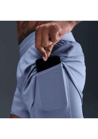 Nike Swift Dri-fit Mid-rise 2in1 Taytlı Kadın Mavi Koşu Şortu-sportxstore