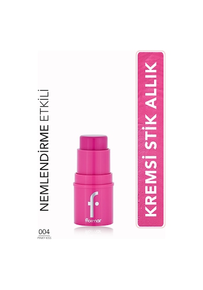 Flormar To Go Işıltılı & Doğal Bitişli Yoğunluğu Ayarlanabilir Kremsi Stick Allık 004 Pinky Kiss
