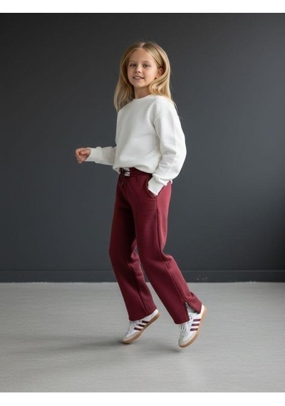 Kız Çocuk İnce Şardonlu Oversize Tasarım Eşofman Alt-16473 MÜRDÜM Kız Çocuk İnce Şardonlu Oversize Tasarım Eşofman Alt-16473 MÜRDÜM