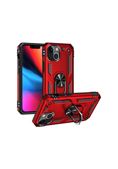 Apple Uyumlu  iPhone 13 Mini Kılıf Sert Silikon Yüzüklü Stand Özellikli Kapak