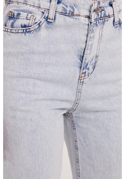 Tudors Kadın Regular Fit Klasik Kesim Pamuklu Bol Paça Açık Mavi Jean Pantolon-39520 Açık Mavi