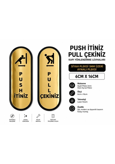 Akrilik Kapı Yönlendirmesi Çekiniz İtiniz Seti