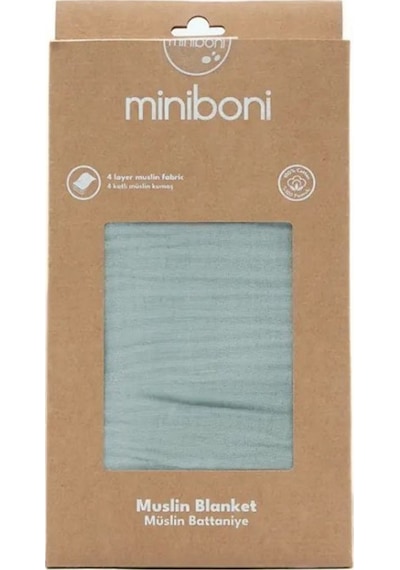 Miniboni Müslin Bebek Battaniyesi 100x120 Cm Yeşil