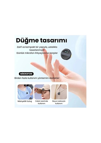 2 Adet Profesyonel Kablosuz Yaka Mikrofonu Lighting Uyumlu Manyetik Klipsli İtem0015kc05