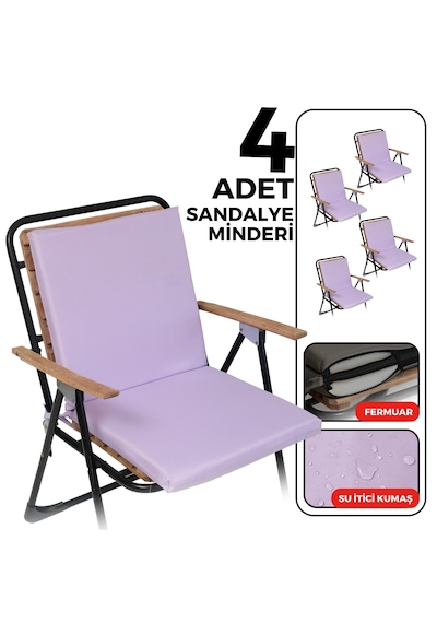 Xpermate 4'lü Arkalıklı Sandalye Minderi Fermuarlı 40x40 Lila