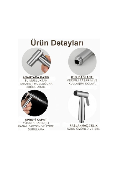 Polham Paslanmaz Çelik Spiral Hortumlu Musluk Çoğaltıcı Tüm Musluklara Uyumlu, Banyo, Tuvalet, Mutfak Krom
