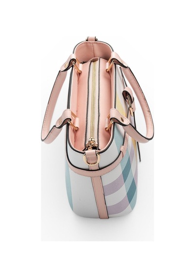 Silver & Polo Silver Polo Lila - Pembe Ekose Kadın El Çantası Sp1283