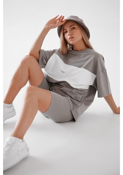 Madmext Mad Girls Boyalı Gri Nakışlı Tişört Mg1421-boyalı Gri