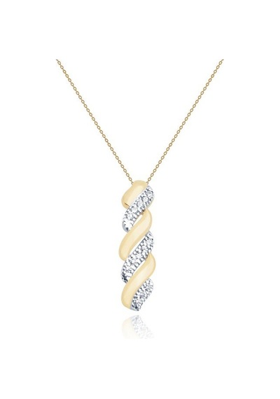 Diamond Line - Gülaylar - Sarı Beyaz Altın 14 Ayar Trend Kolye Standart N11.24576