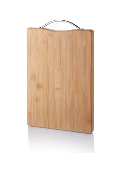 Jenerik Metal Tutacaklı Lüx Bambu Kesme Tahtası 30cm X20cmx1.8cm Royaleks-67458 Çok Renkli