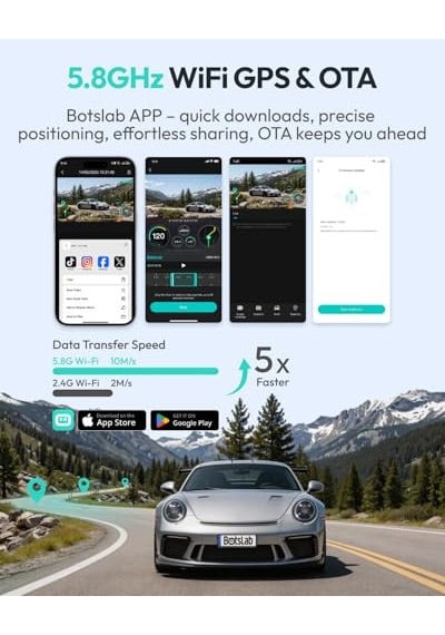 980h 4k Ön Ve Arka, 4k Araba Dash Cam Ön Ve 2k Arka Kamera, Gece Görüşü, Starvıs Dash Cam, Adas, 170 Geniş Açı, Dahili Gps Ve Wifi, 24/7 Park Modu, 64 Gb Sd Kart Dahil