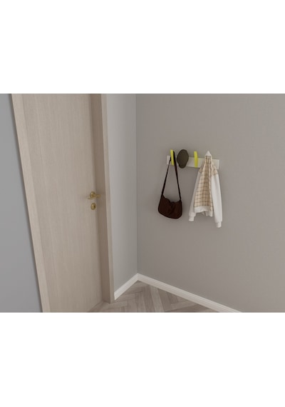 Hepsi3boyutlu Modern Duvar & Kapı Kanca Askılık - 4 Adet Sarı Kanca Askılık - Model No : 4 Sarı