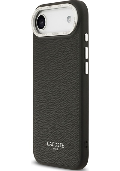 Apple Uyumlu iPhone 17 Air Kılıf Lacoste Lisanslı M-safeli Champs Elysees Pu Deri Tasarımlı Kapak Siyah Siyah