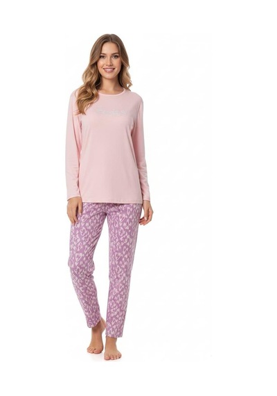 Pemilo Kadın Uzun Kol Likralı 2000-10 Pijama Takımı PEMBE