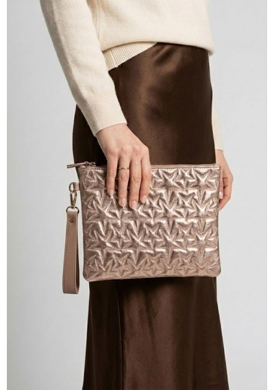 Gl-003 Yıldız Dikişli Kadın El Çantası Clutch Çanta Omuz Çantası Çapraz Çanta Pörtföy Çanta Bakır