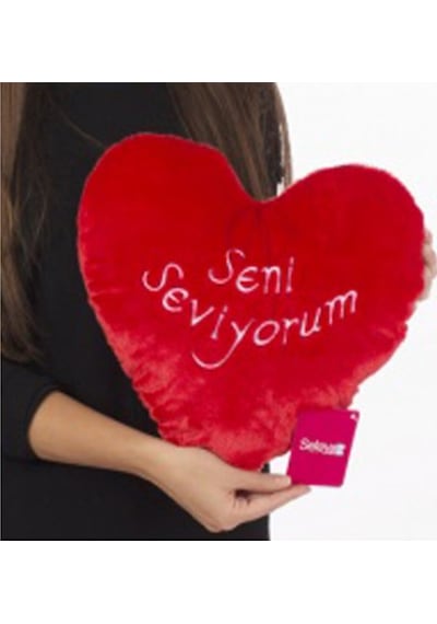 Sevgiliye Seni Seviyorum Yastık 40 Cm Kırmızı
