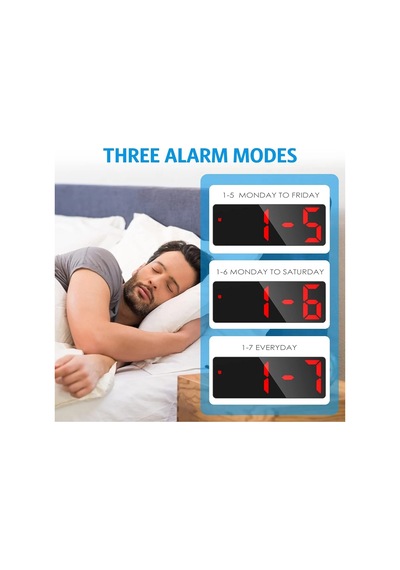Criacr Dijital Alarm Saati Büyük Led Ekran, Usb/batarya, Tarih, Sıcaklık, Sesle Kontrol Siyah