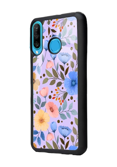 Huawei P30 Lite Çiçek Bahçesi Tasarımlı Glossy Telefon Kılıfı Çok Renkli
