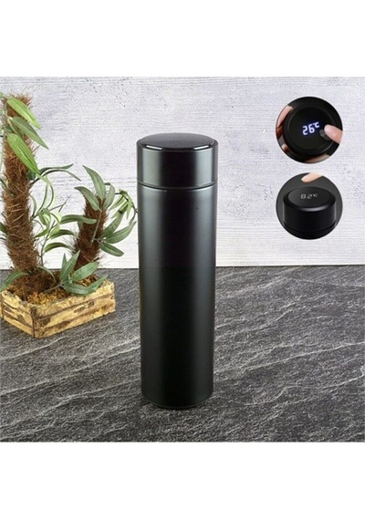 Uv Led Akıllı Vakumlu Yalıtımlı 500 Ml Termos, Smart Cup Led Siyah Siyah