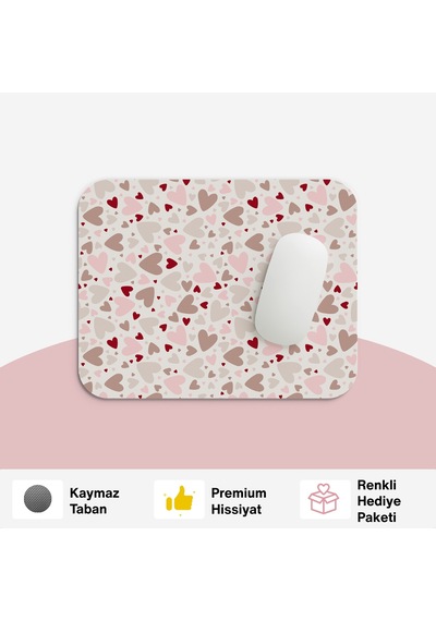 Premium Kalpli Ergonomik Pembe Mouse Pad - 23x19 Cm - Kaydırmaz Tabanlı Kaliteli Fare Altlığı Mousepad Çok Renkli