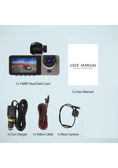 H15 Wifi Full Hd 1080p Yüksek Hassasiyetli Üç Kameralı Araç Içi Kamera Araba Güvenlik Kamerası Gece Görüşü Ön Geri İç Kayıt Ir Led