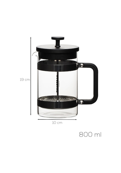 Smartpan Bv008 French Press Paslanmaz Çelik Süzgeçli Cam Bitki Çayı Demliği Kahve Presi - 800 Ml Siyah Diğer